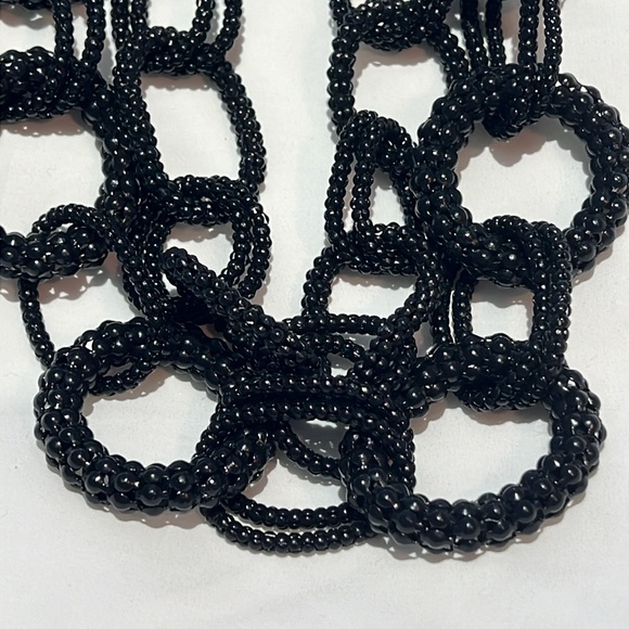 Roberta roller rabbit black perforated metal large link statement necklace - Picture 2 of 3